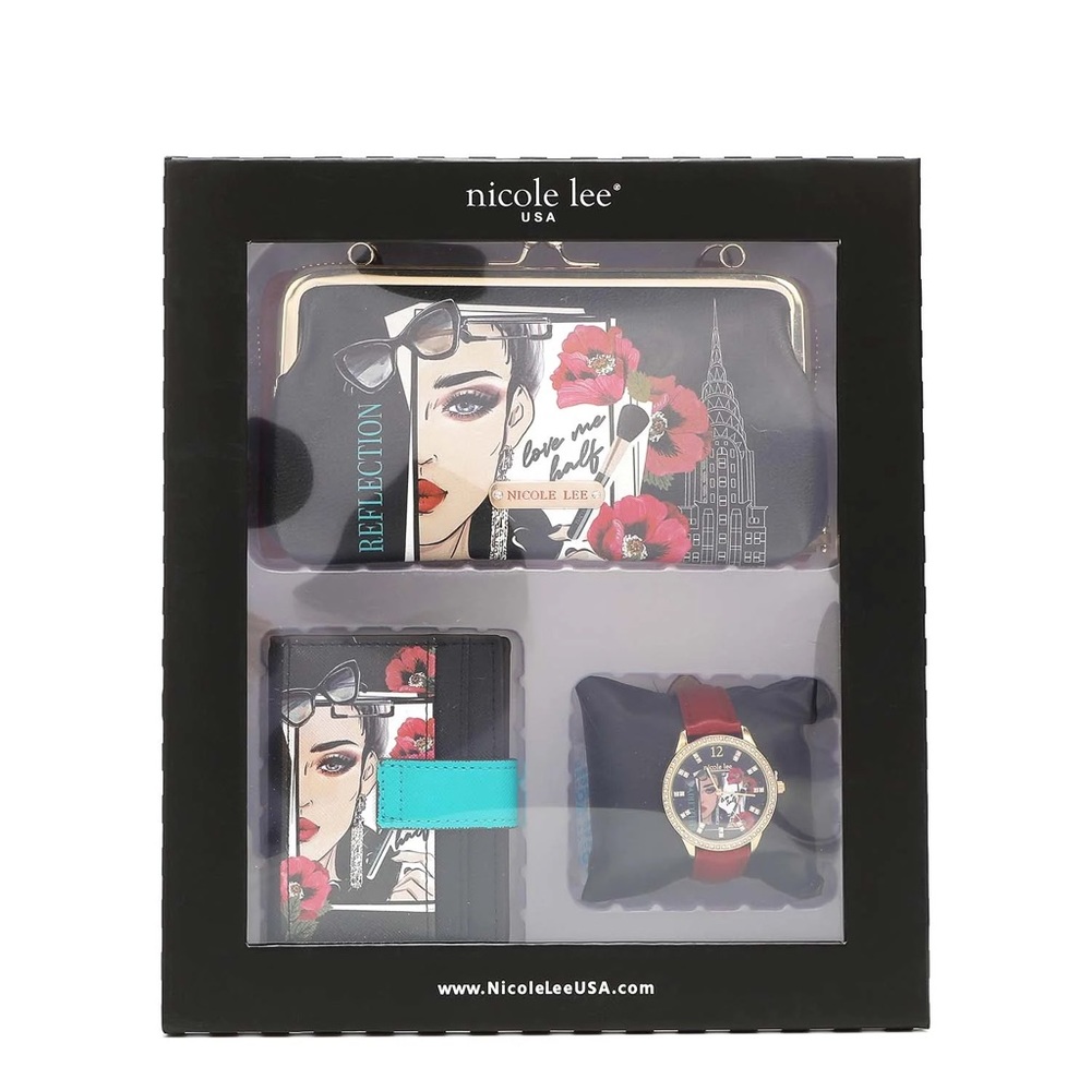 3 PIECE GIFT SET (CROSSBODY WALLET, CARD CASE, WATCH)